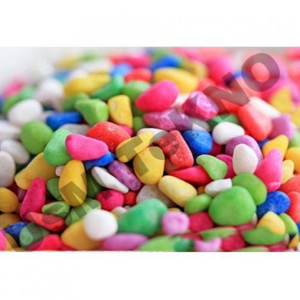 Teraryum Çakıl Taşı, Fanus Renkli Dekoratif Taş Akvaryum Taşı KarışıkRenk1-2 cm çaplı 5Kg Paketlerde - 3