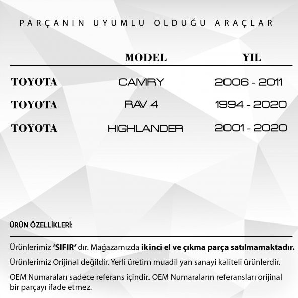 Toyota Camry,RAV4, Highlander için Airbag Zemberek 84306-06120 - 2