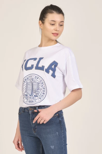 Beyaz Baskılı T-shirt - 6