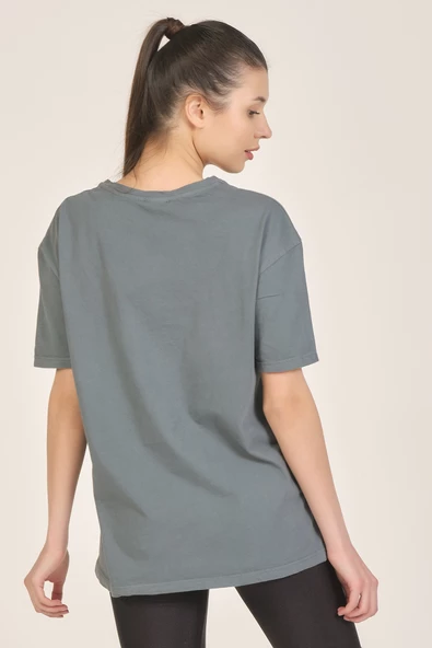 Antrasit Baskılı T-shirt - 4