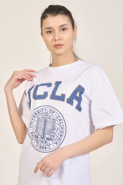 Beyaz Baskılı T-shirt - 3