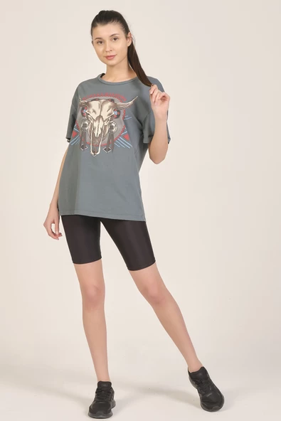 Antrasit Baskılı T-shirt - 2