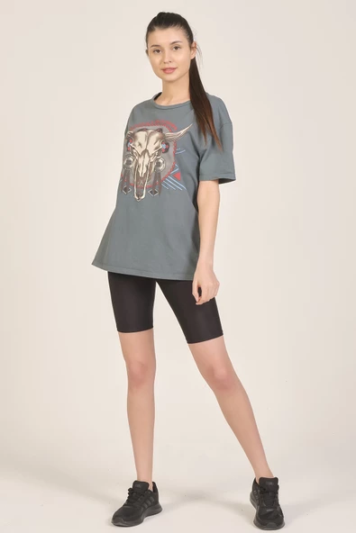 Antrasit Baskılı T-shirt - 3