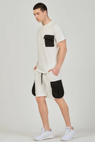 Erkek Şort T-Shirt Cepli Eşofman Takımı - 8