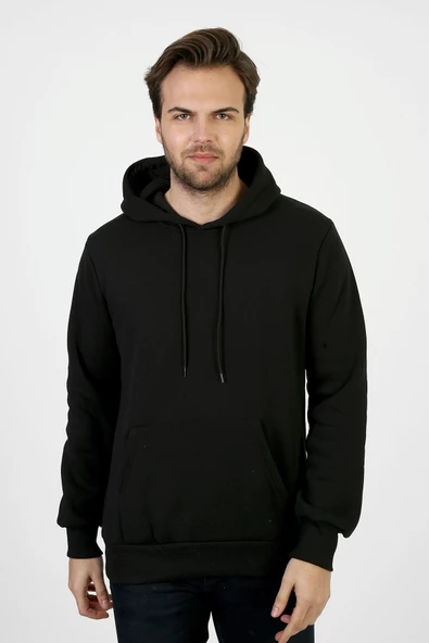 Erkek Kalın Kapüşonlu Basic Sweatshirt - 10