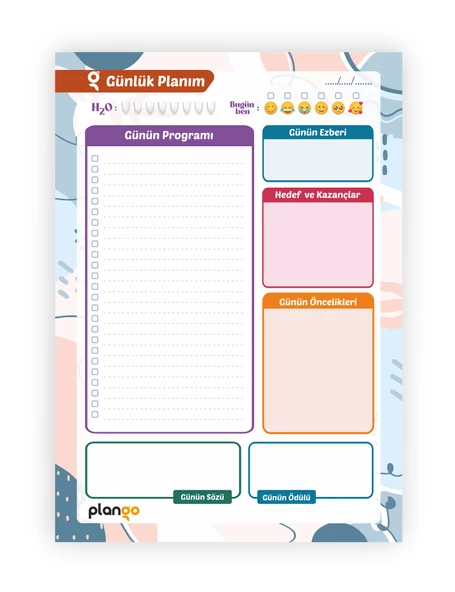 Günlük Planlayıcı - Daily Planner - Ders Çalışma Planlayıcı - Planlama Defteri