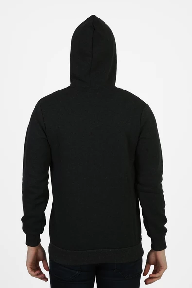 Erkek Kalın Kapüşonlu Basic Sweatshirt - 3