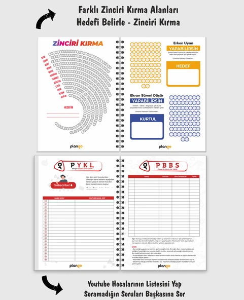 Plango Planlama Defteri TYT - AYT - LGS - KPSS Sınav Planlama Defteri - 3