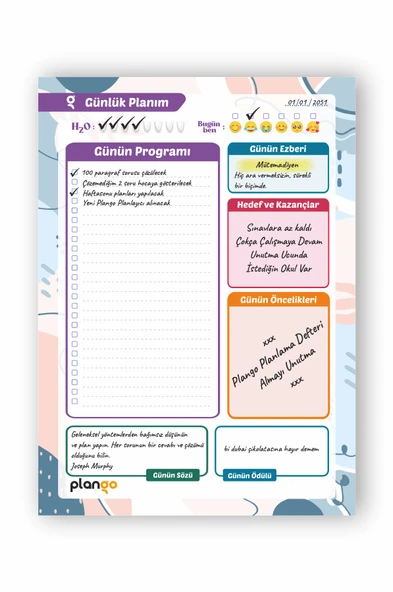 Günlük Planlayıcı - Daily Planner - Ders Çalışma Planlayıcı - Planlama Defteri - 4