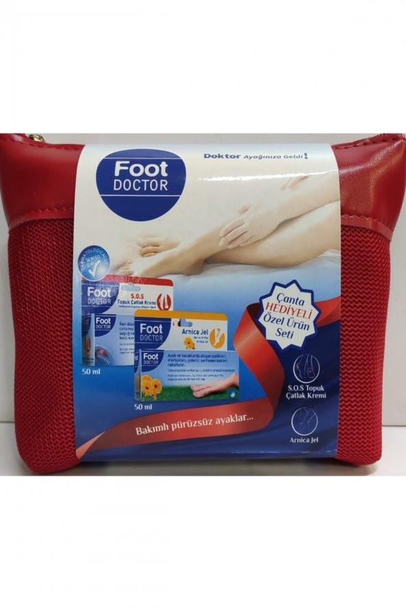 Foot Doctor S.o.s. Topuk Çatlak Kremi 50 ml ve Arnica Jel 50 ml ve Şık Bir Çanta