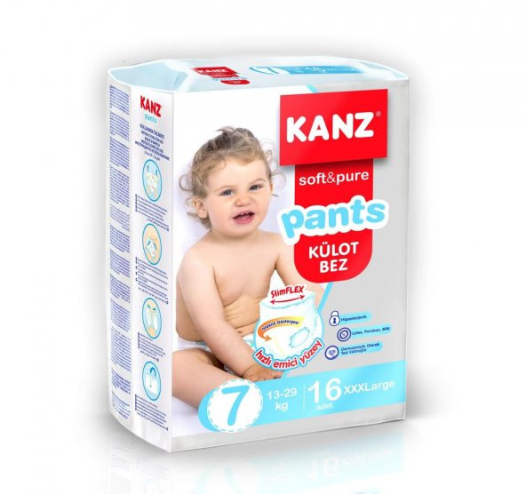 Kanz Kanz Bebek Külot Bezi 13-29 KG 7 XXXLarge 16lı