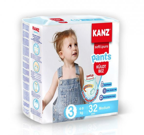 Kanz Kanz Bebek Külot Bez 4-9 KG 3 Medium 32li