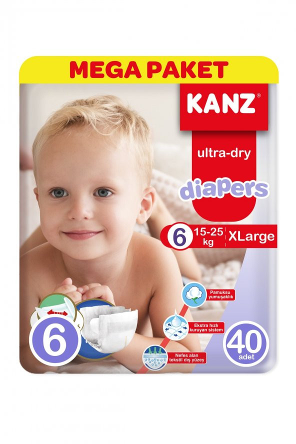 Kanz 6 Numara Bebek Bezi Mega Paket 40 Adet