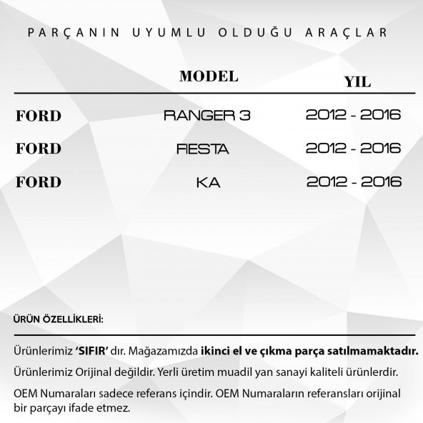 Ford Fiesta, Ka, Ranger için Airbag Zemberek - AB3914A664-AC - 2