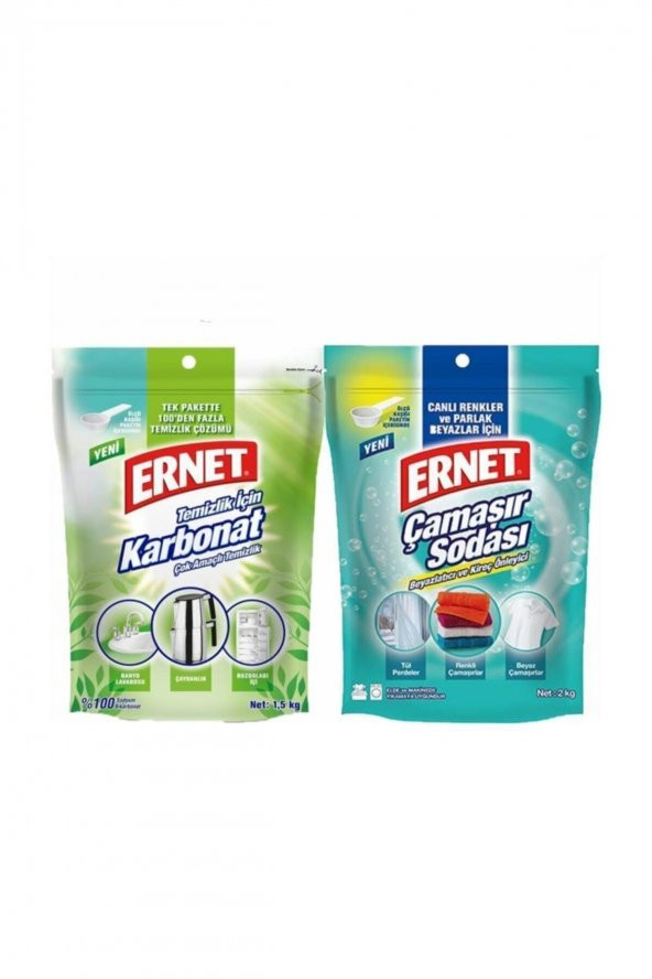 Ernet Temizlik Için Karbonat 1.5 Kg  +  Çamaşır Sodası 2 Kg