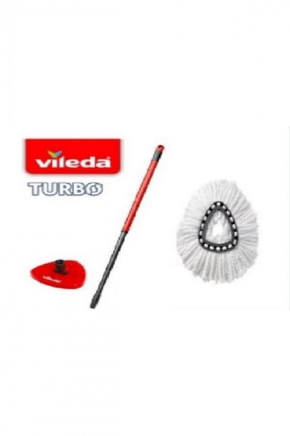 Vileda Turbo Pedallı Yedek Turbo Sap + Üçgen Başlık + Classic Üçgen Mikrofiber Yedek Paspas