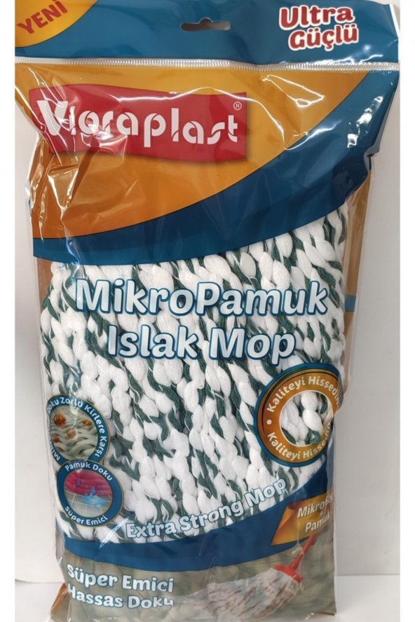 VİORAPLAST Mikropamuk Islak Mop Yedek Yeşil Beyaz