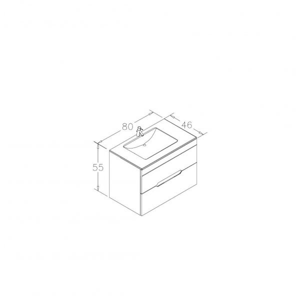 Orka Varna 80 cm MDF Mat Kaşmir Banyo Dolabı Alt Modül ve Lavabo - 3