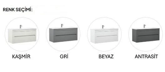 Orka Varna 100 cm Mat Antrasit Banyo Dolabı Takımı Boy Dolabı - Resim 4