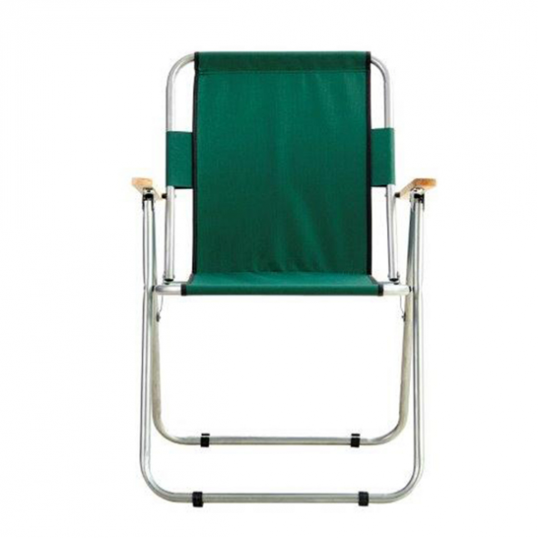 Ağaç Kollu Katlanır Plaj Piknik Kamp Sandalyesi Yeşil - 2