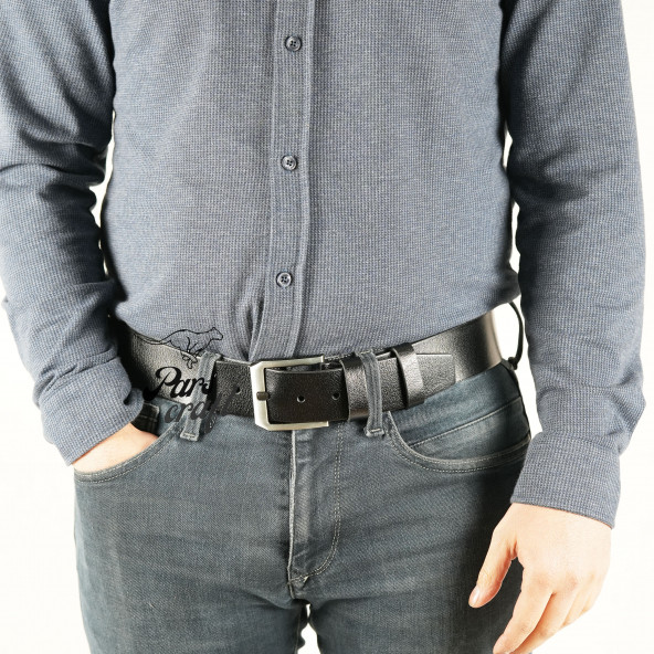 Parscraft Hakiki Manda Derisi Siyah Erkek Kemer 45 Cm Kot Pantolon Spor Kemer - 2