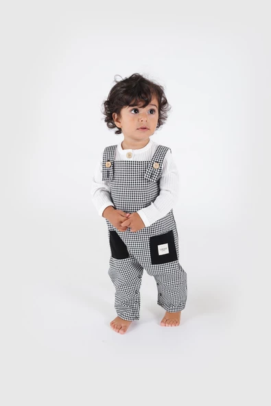 Salopet Mini Ekose Siyah & Beyaz - 2