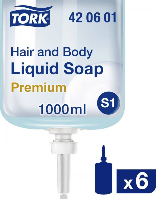 Tork Saç ve Vücut Sıvı Sabun Premium 1 Litre x 6 Adet (420601)