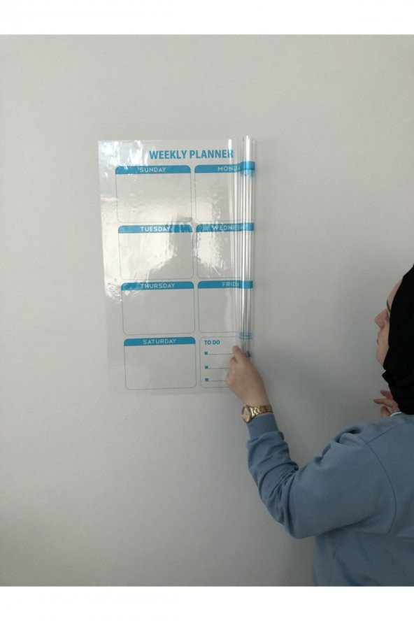 Weekly Planner Haftalık Planlayıcı Takvim Yazı Tahtası Akıllı Kağıt Tahta + Kalem 72x60 cm - 1