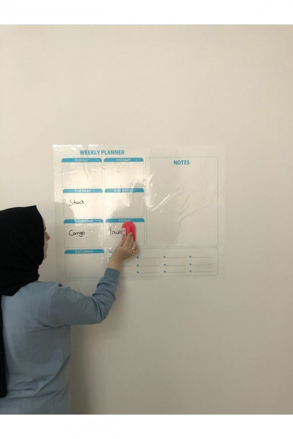 Weekly Planner Haftalık Planlayıcı Takvim Yazı Tahtası Akıllı Kağıt Tahta + Kalem 72x60 cm - 6