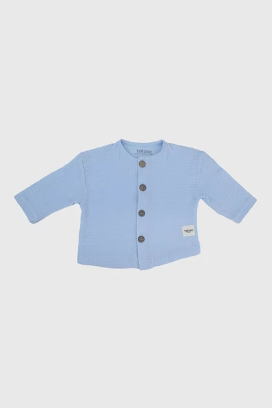 Müslin Düğmeli Basic Üst Bebek Mavisi - 2