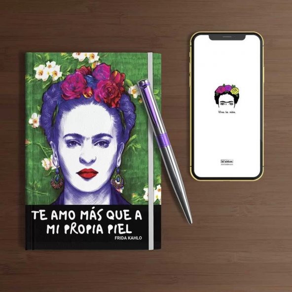 Frida Kahlo Defter - A5 Boy Yeşil Zeminli - 2