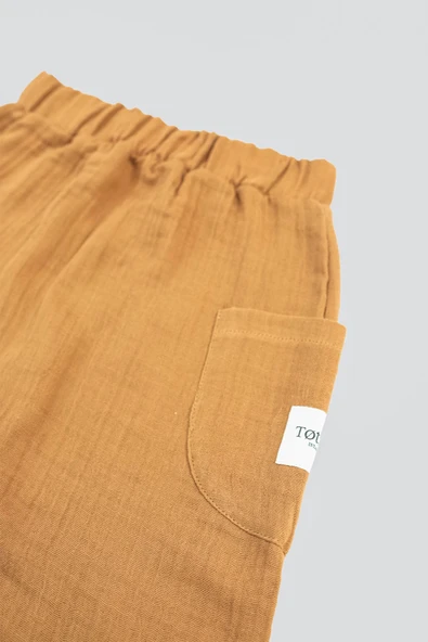 Müslin Cepli Pantolon Camel Kahverengi - 3