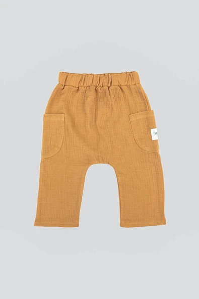 Müslin Cepli Pantolon Camel Kahverengi - 2