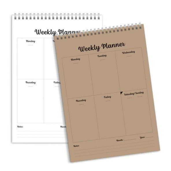 Haftalık Planlama Not Defteri Vintage Weekly Planner Kahve