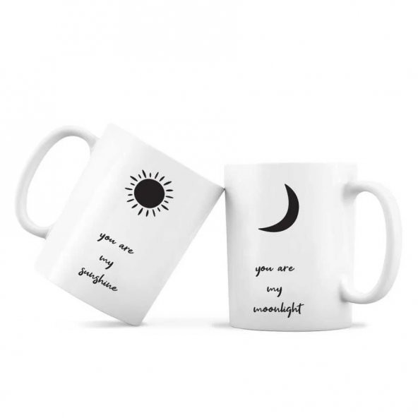 My Sunshine My Moonlight İkili Kupa - Gün Işığım Ay Işığım İkili Kupa Bardak