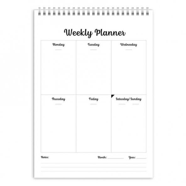 Haftalık Planlama Not Defteri Vintage Weekly Planner Gri - 3