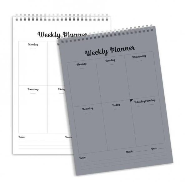 Haftalık Planlama Not Defteri Vintage Weekly Planner Gri - 2