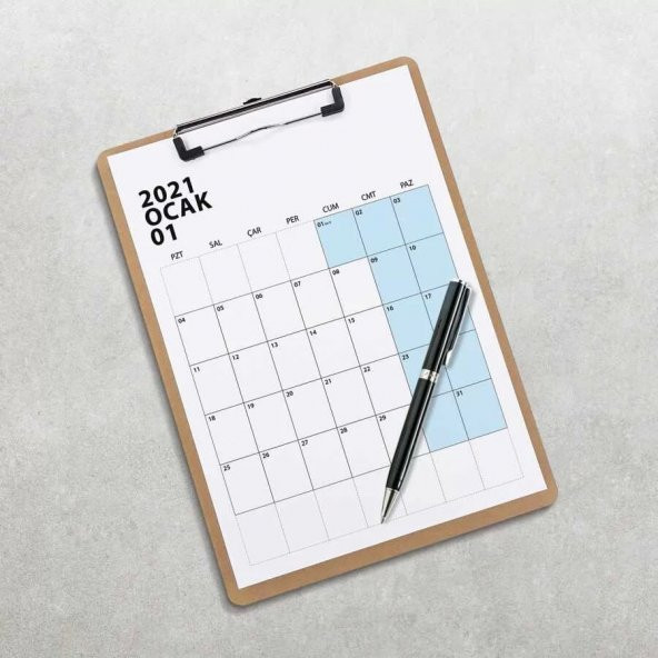 Sekreter Dosyalı Aylık Planlamalı Takvim A5 Boy Renkli