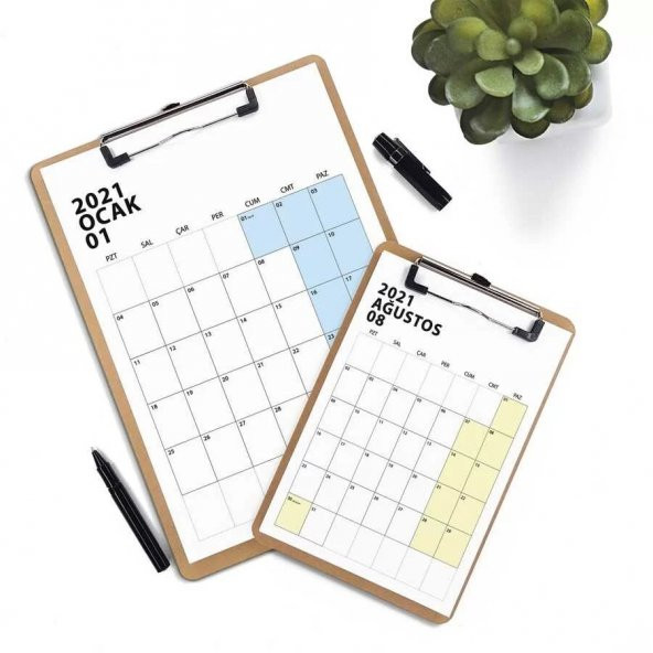 Sekreter Dosyalı Aylık Planlamalı Takvim A5 Boy Renkli - 2
