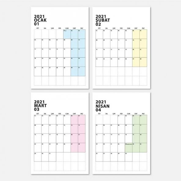 Sekreter Dosyalı Aylık Planlamalı Takvim A5 Boy Renkli - 3