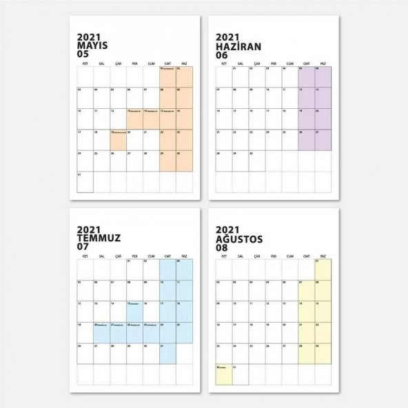 Sekreter Dosyalı Aylık Planlamalı Takvim A5 Boy Renkli - 4