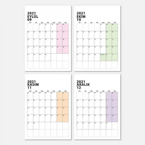 Sekreter Dosyalı Aylık Planlamalı Takvim A5 Boy Renkli - 5