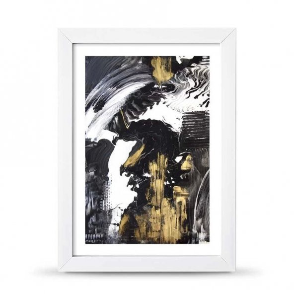 Soyut Siyah Beyaz Gold Poster Çerçeve - 21x30 cm A4 Boy - 4