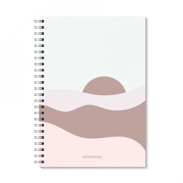 Soyut Boho Manzara Spiralli Üçlü A5 Defter - 2