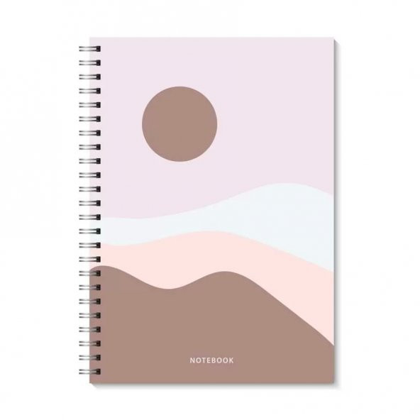 Soyut Boho Manzara Spiralli Üçlü A5 Defter - 3