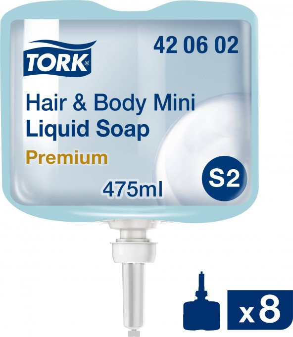 Tork Saç ve Vücut Sıvı Sabun Premium 475 Ml. x 8 Adet (420602)
