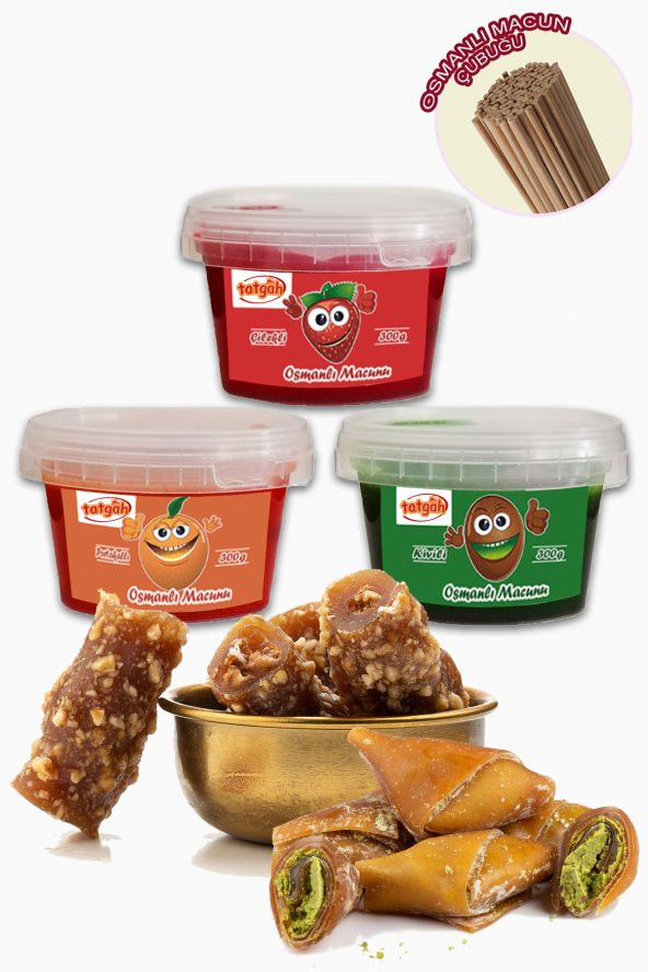 3 Çeşit Osmanlı Macunu & 250gr. Antep Fıstıklı Muska Pestil & 250gr. Pikola Fındıklı Cevizli Sucuk - 1