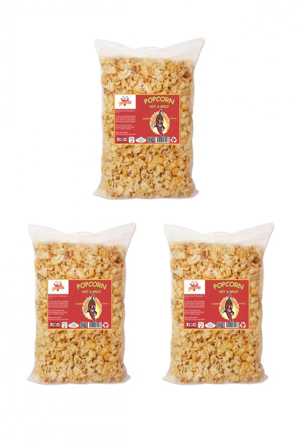 Extra Acılı Hot & Spicy Patlamış Mısır / Popcorn 250 gr. - Ekonomik 3lü Paket - 1