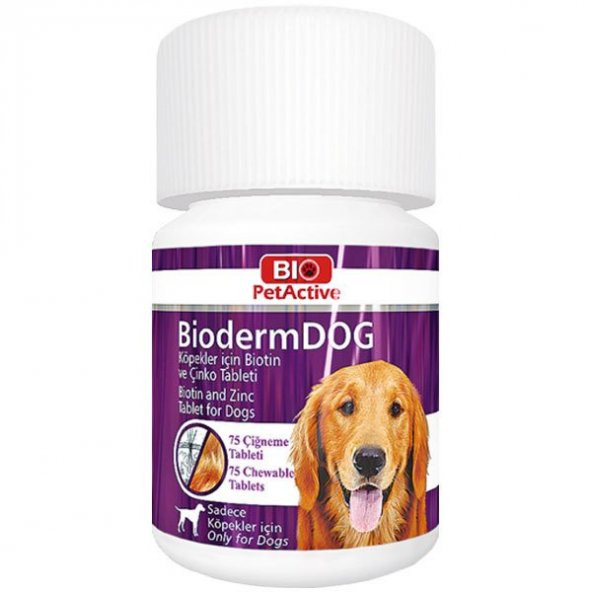 Bio Pet Active Bioderm Dog Köpek Biotin Çinko 75 Tablet 0,5 gr