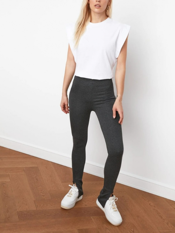 Beyaz Kolsuz Basic Örme T-shirt Kadın Tişört Trendyol Tişört